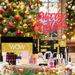 POPFEEL Deluxe Girls Makeup Gift Set - 24-Piece Countdown Surprise Box with Concealer Lipstick and Powder -For Christmas Gift