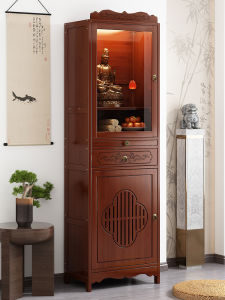 TUOJUE | New Chinese Standing Cabinet Style Altar for Buddha and God of Wealth Display