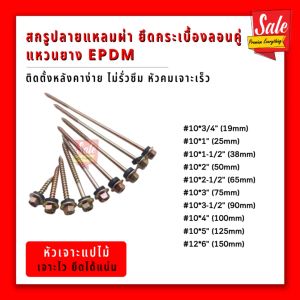 SPE สกรูปลายแหลมผ่า สกรูยึดกระเบื้องลอนคู่ แหวนยางดำ ยึดแปไม้ (บรรจุ100-300ตัว)