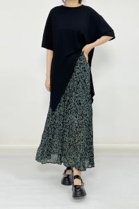 กระโปรงยาวผ้าชีฟองลายดอกไม้เอวสูงทรงเอสไตล์ย้อนยุคสำหรับผู้หญิงในฤดูร้อน กระโปรงสั้นกระโปรงจีบกระโปรงสั้นสีพื้นสำหรับงานวันเกิด