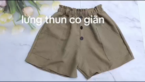 Quần đùi nữ phối 3 nút 44kg đến 55kg - quần sọt short nữ vải kaki Lưng Cao ống rộng 3NUT