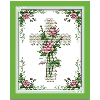 Cross Stitch Set Cross Christianity Full Kit with Pattern 14/11CT