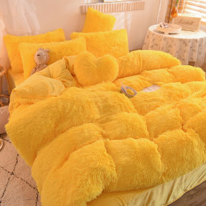 INS Winter Thicken Thermal Mink Fur Four-Piece Set Mink Fur Fabric Coral Crystal Stuffed Velvet Duvet Cover Bed Sheets .. 4