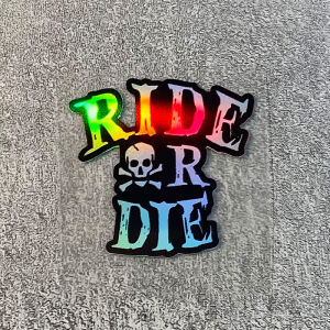 1PC RIDE OR DIE Skull Bicycle Frame Stickers Waterproof DIY Bicycle Top Tube Down Tube Handlebars Sunscreen Cycling Decoration