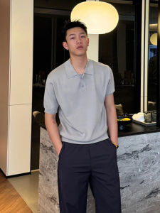 Áo Thun Polo Nam American Shoulder Thin Heavy Short Sleeve Áo Thun Nam Thanh Lịch Mùa Hè Thường Ngày Cổ Polo Thoáng Khí