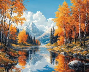 BILIBILI | Acrylic Paint By Numbers Autumn Forest Landscape Painting By Numbers on Canvas Coloring By Number for Adults Paint Digital Art