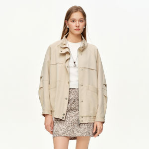 DUSHU | Drawstring Stand-up Collar Casual Style Jacket