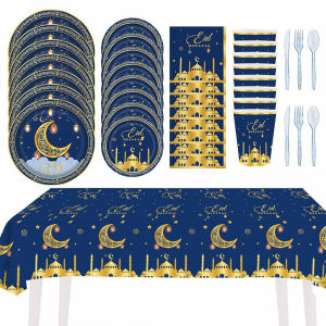 Ramadan Mubarak Tableware Set for 16 Guests Eid Mubarak Tableware Set for Table Decorations