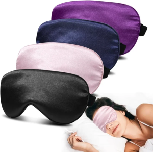 Soft Silk Sleep Mask Eye Masks for Sleep 100% Blackout Zero Eye Pressure Blindfold with Adjustable Strap Travel Eye Covers