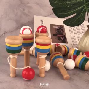 Montessori Toy Wooden Skill Sword Cup Develop Intelligence Smooth Toys Educational Traditional Games Toys Throw and Catch Ball