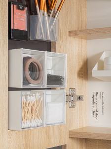 Anyu Wall-Mounted Cosmetic Storage Box Bathroom Toothpick Cotton Swab Flip Cover Medicine Cabinet Organizer Rack