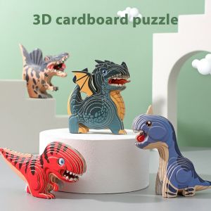 3D Puzzle Paper Dinosaur Goodie Bag DIY Childrens Educational Toy Jigsaw Puzzle Birthday Party Gift