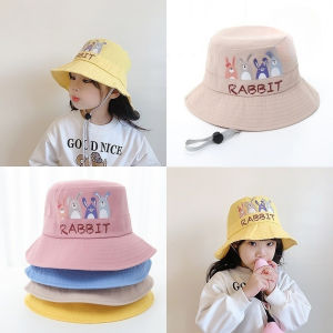 หมวกบักเก็ตเด็ก กันแดด หวมกเด็กลายกระต่าย พร้อมเชือก กันลม สําหรับเด็ก 2-8 ปี 【VibeShop】
