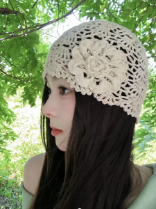 Womens Summer Thin Hollow out Knitted Hat Fashionable Casual Style Spring Autumn Universal Cotton Cap Head Cover Hat