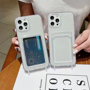 Transparent Integrated Card Slot Mobile Phone Case for Xiaomi 11i 12x 13lite 14pro Silicone Protective Cover with Card Holder