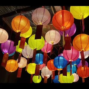 Lồng Đèn Giấy Hình Tròn 6 "(15cm) Nhiều Màu Sắc Phong Cách Trung Quốc Trang Trí Tiệc Cưới / Lễ Hội Mùa Thu