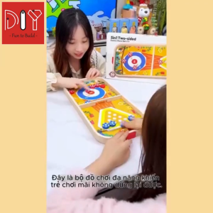 Bộ Đồ Chơi Gỗ Đa Năng 5 Trong 1 DIY – Bàn Chơi 2 Mặt 55x30cm Gồm Bowling Ghi Điểm Chuyền Banh Cờ Thang Rắn Cờ Giao Thông – Đồ Chơi Giáo Dục Cho Trẻ Từ 3 Tuổi