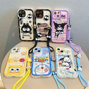 Fun Casing OPPO Reno14 F Reno14 Pro Reno 14F Pro 5G New Cute Cartoon Briquette Coffee Animal Dog Cubic Dolls Shockproof Phone Case with Lanyard 2025