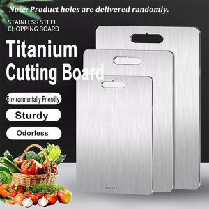 Double Thick Titanium Cutting Board for Home Kitchen Cooking Board Meat Fruits Vegetables Bread Outdoor Camping Hiking 1PC