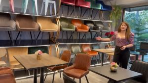 เก้าอี้ทานข้าว เก้าอี้หนังสไตล์วินทจ ขาเหล็ก เก้าอี้คาเฟ่ เก้าอี้ทานอาหาร เก้าอี้ทำงาน BANGKOKCHAIR CPU-402