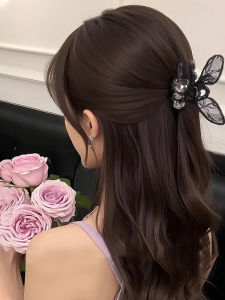 Cute Lace Rabbit Ear Hair Clip Womens Side Bangs Forehead Fringe Clip Sweet Style Handcrafted Rhinestone Embellished Hair Accessory