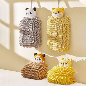 Chenille Hanging Towel Hand Towels Kitchen Bathroom Soft Plush Quick Dry Water Absorbent Tuala Tangan Cute Cartoon Animals Appearance Design 擦手巾