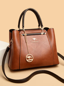 Trendy Leather Crossbody Bag for Middle-Aged Women Fashionable Handbag Stylish Cowhide Shoulder Bag Large Capacity Soft Tote