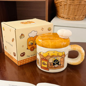 Cute Cat Ceramic Mugs with Lid Spoon High Aesthetic Value Home Breakfast Milk Cups Birthday Gifts Adult Universal 420ml