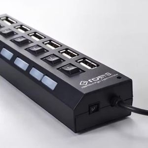 Kebidumei | KEBIDUMEI 7 Port USB 2.0 HUB Multi Splitter Expander With Independent Switch USB Dock Station Computer Accessories For PC Laptop