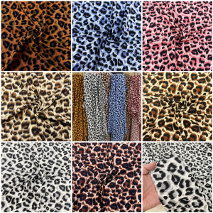 ชุดเดรสลายเสือดาวพิมพ์ลายเดี่ยว ชุดเดรสสายเดี่ยว ผ้าตกแต่ง เสื้อผ้า DIY ผ้าพื้นหลัง ผ้าไม่โปร่งใส ผ้าโพลีเอสเตอร์