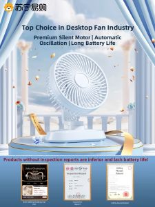 Portable Desktop Mini Fan Ultra Long Battery Life Oscillating Cooling Tool for Office USB Rechargeable High Wind Power Student Dormitory Home Use