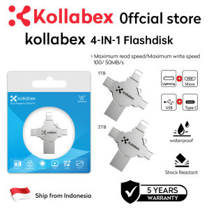 Kollabex Flash Drive 1TB 2TB OTG Flash Disk untuk iPhone Android 4 dalam 1 [Lightning + Micro + Type-C + USB] Alat Penyimpanan Data