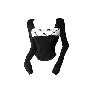 เสื้อยืดคอเหลี่ยมทรงเข้ารูปสำหรับผู้หญิง แขนสั้น ทรงเข้ารูป ทรงเข้ารูป แขนสั้น เสื้อยืดผู้หญิง ฤดูใบไม้ร่วง/ฤดูหนาว เสื้อผ้าทำงาน