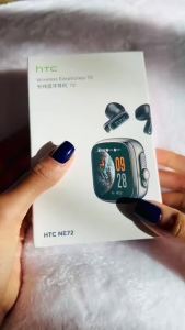 HTC NE72 TWS AI Translation Earbuds Translate Bluetooth 6.0 Headphones 30H Playtime with Smart Touch Screen for Travel Business