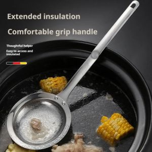 Filter Scoop Stainless Steel Fat Skimmer Spoon Strainer Fat Oil Skim Grease Foam Fine Mesh Strainer Oil Colander Kitchen Tool