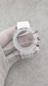 39mm Case VK63 Case Chronograph Watch Case Transparent Acrylic Waterproof Case Rubber Strap Watch Accessories Fits VK63 Movement