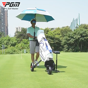 PGM golf cart Three Wheels Foldable with Brakes Equipped with Seat Ice Bag Umbrella Water Cup Holder Golf Push Cart QC006