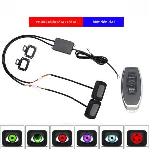 KEVANLY | Đèn LED Mắt Quỷ 6 Chế Độ Cho Xe Máy Bộ Kit Lắp Đặt Gương Chiếu Hậu Động Mắt Quỷ Với Điều Khiển Từ Xa