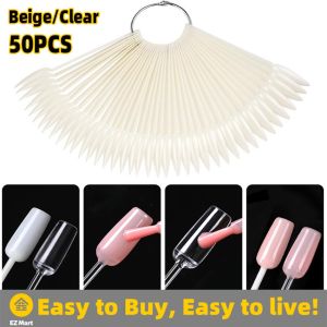 【Fast Shipping】 50Pcs Plastic Nail Swatches Sticks Nail Art Display Oval Fan Style Nail Swatch Polish Stand Tips Practice Manicure Tool ZJJ-Nail-Tips