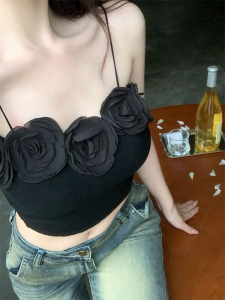 GUZILIAN | Sweet And Spicy Short Sleeve Crop Top Womens Vest Outerwear Strapless Base Shirt Summer Commute Style Slim Fit Pure Color