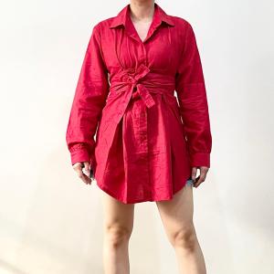 ●ECLAIRE● 063 Kemeja Tunik Rami Lengan Panjang Longsleeves Natal Christmas Imlek CNY Lunar Chinese New Year Kemerdekaan Kasual Kerja Kantor Basic Classy ioxm