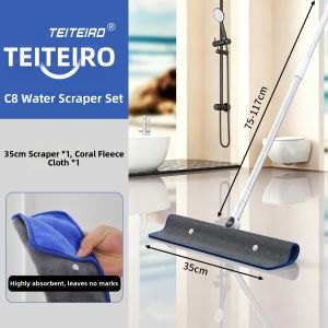 TEITEIRO | Bathroom Floor Water Scraping Silicone Mop New