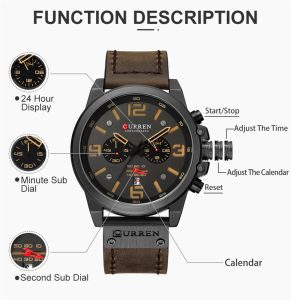 CURREN 8314 Men Quartz Watch Waterproof Chronograph Business Leather Belt Retro Watch For Men Watches Student Wristwatch Sports