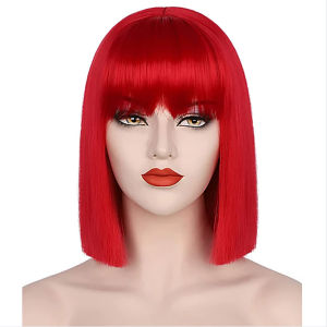 HAIRJOY Synthetic Hair Women  Red Short Straight  Wig for Cosplay Party