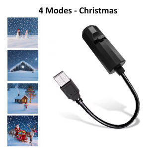 Christmas Pattern Projector Night Light USB LED Wall Lamp with Snowflakes Santa Snowman and Reindeer for Bedroom Party Decor