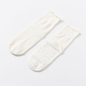 Anti-Slip Yoga Socks with Wood Ear Design Thin Summer Style Indoor Fitness Floor Socks for Women Pilates Socks Breathable