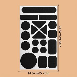 1 Set Black Geometric Self-Adhesive Clothing Repair Patches Assorted Shapes Durable Fabric Fixes for Down Jackets and Garments