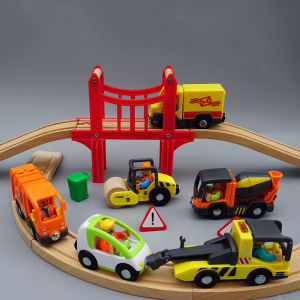 Free Shipping Wooden Magnetic Track Vehicle Set