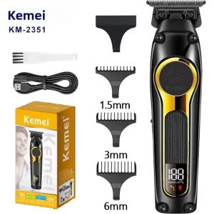 Máy Cắt Tóc Không Dây Sạc USB KEMEI KM-2351 Cho Nam Lưỡi Dao DLC Máy Cắt Tóc Điện Có 3-4 Đầu Cắt