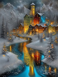 HUACAN Diamond Mosaic New Collection House Landscape City Street Painting Winter Snow Castle Handmade Rhinestones Full Drill